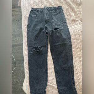 Abercrombie & Fitch Black Distressed Straight Leg Jeans